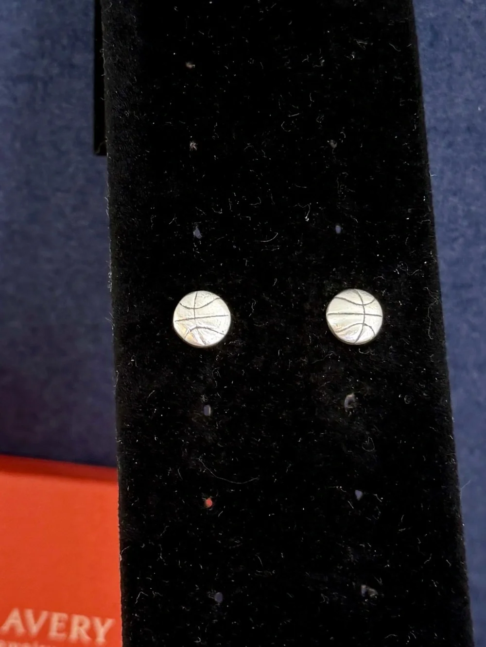JAMES AVERY Sterling Silver Etched Basketball Stud Post Earrings; RETIRED